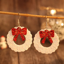PU Leather Sequin Wreath Shape Earrings Deep Red One Size