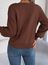 Square Neck Mixed Knit Sweater Sweater Pullovers