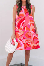Abstract Floral Print Sleeveless Shift Mini Dress Casual Dresses
