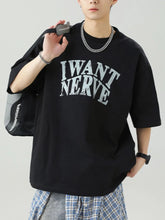 Men's Plus Size Round Neck Letter Graphic T-Shirt Black