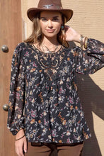Printed Round Neck Long Sleeve Blouse Woman Blouses