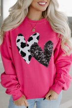 Heart Patch Long Sleeve Sweatshirt Deep Rose Woman Sweatshirts