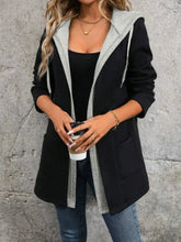 Drawstring Long Sleeve Hooded Jacket Woman Outerwear