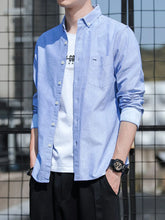 Men's Plus Size Button-Down Casual Shirt Light Blue