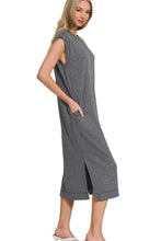 Zenana French Terry Sleeveless Round Neck Midi Dress Casual Dresses
