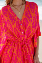 Drawstring Printed V-Neck Maxi Dress Woman Maxi Dress