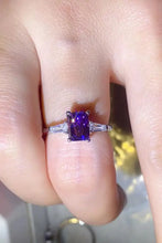 1 Carat Moissanite Platinum-Plated Rectangle Ring in Purple Rings