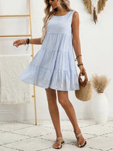 Plaid Round Neck Sleeveless Mini Dress Casual Dresses