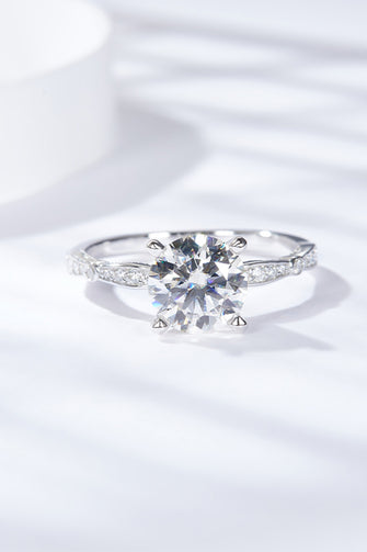 1.5 Carat Moissanite Side Stone Ring Silver