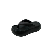 Toe Post Platform Slippers Black