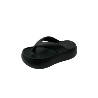 Toe Post Platform Slippers Black