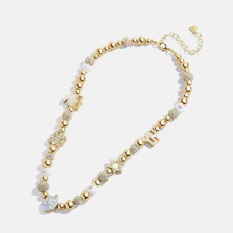 Rhinestone 14K Gold-Plated Beaded Necklace Gold One Size