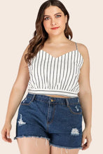Plus Size Striped Tie-Back Cropped Cami Tanks & Camis