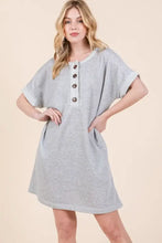 BOMBOM Casual Contrast Trim Henley Dress Casual Dresses