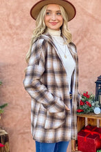 And The Why Plaid Open Front Hooded Shacket Casual Dresses