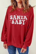SANTA BABY Round Neck Long Sleeve Sweatshirt Deep Red Woman Sweatshirts