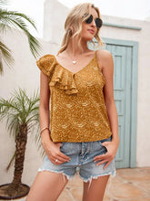 Ivy Lane Polka Dot Ruffle Trim Asymmetrical Tank Top Tanks & Camis