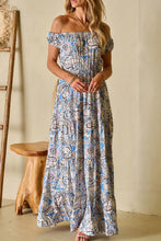 Boho Paisley Print Off Shoulder Maxi Dress