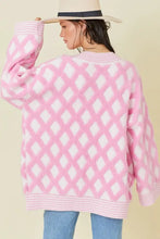 Geometric Open Front Long Sleeve Cardigan Woman Outerwear