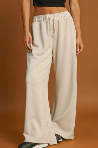 Drawstring Wide Leg Pants Beige