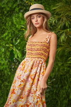 Davi & Dani Multi Smocked Bodice Geo Ruffle Strappy Midi Dress Casual Dresses