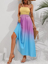 Honey Color Block Tie Shoulder Smocked Maxi Dress Woman Maxi Dress