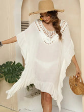 Cutout Ruffled Half Sleeve Cover-Up Swimwear Cover-Ups