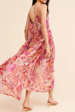Frill Printed V-Neck Midi Dress Casual Dresses