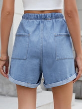 Drawstring Wash Denim Shorts