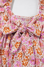 Floral Square Neck Knotted Ruffle Midi Dress Casual Dresses