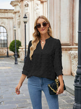 Swiss Dot Notched Neck Blouse Woman Blouses