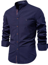 Men's Full Size Button Down Embroidered Shirt Plus Size Navy