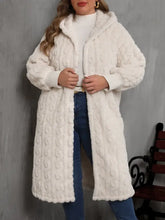 Plus Size Open Front Hooded Plush Coat Woman Outerwear