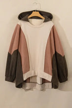 Plus Size Color Block Long Sleeve Hoodie Woman Sweatshirts
