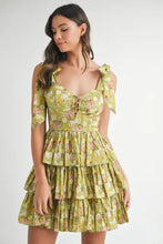 MABLE Floral Print Shoulder Tie Layered Mini Dress Casual Dresses