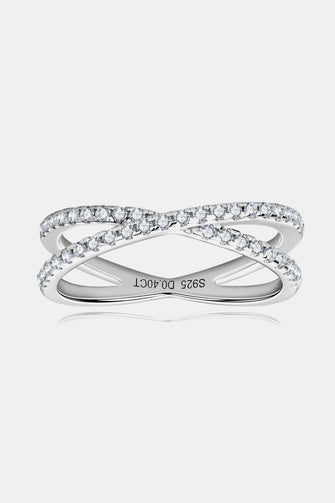 Moissanite 925 Sterling Silver Crisscross Ring Silver