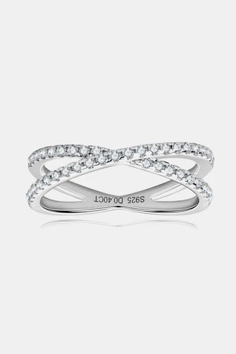 Moissanite 925 Sterling Silver Crisscross Ring Silver Rings
