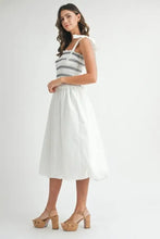 MABLE Smocked Bodice Bubble Midi Dress Casual Dresses