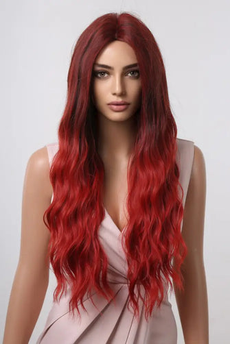 13*1" Full-Machine Wigs Synthetic Long Wave 27" Red Ombre One Size Hair