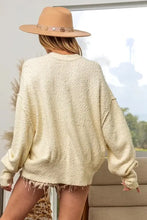 BiBi V-Neck Button Up Dropped Shoulder Cardigan Cream Woman Outerwear