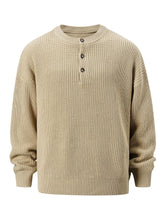 Men's Round Neck Long Sleeve Sweater Khaki