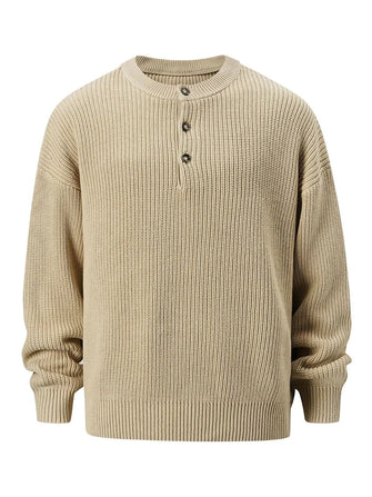 Men's Round Neck Long Sleeve Sweater Khaki