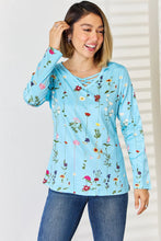 Crisscross Printed Long Sleeve T-Shirt Light Blue
