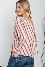 Striped Asymmetrical Long Sleeve Blouse Woman Blouses
