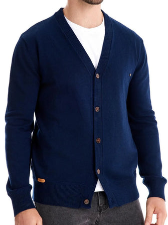 Men's Button Down V-Neck Cardigan Navy