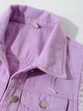 Full Size Sleeveless Frayed Denim Vest Jacket Plus Size Woman Denim Tops