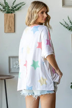 HOPELY Full Size Multi Colored Star Print T-Shirt Woman T Shirts