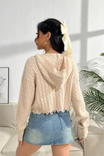 Cable-Knit Dropped Shoulder Hooded Sweater Woman Sweatshirts