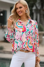 Printed Puff Sleeve Collared Blouse Woman Blouses