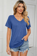 V-Neck Short Sleeve T-Shirt Blue